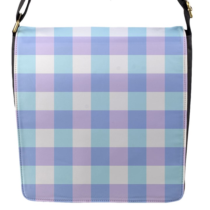 Gingham Duo Aqua On Lavender Flap Closure Messenger Bag (S)