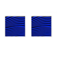 Black And Blue Linear Abstract Print Cufflinks (square) by dflcprintsclothing