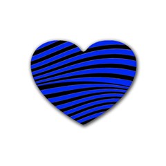 Black And Blue Linear Abstract Print Heart Coaster (4 Pack)  by dflcprintsclothing