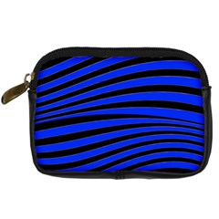 Black And Blue Linear Abstract Print Digital Camera Leather Case by dflcprintsclothing