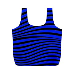Black And Blue Linear Abstract Print Full Print Recycle Bag (m) by dflcprintsclothing