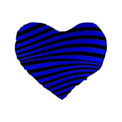 Black And Blue Linear Abstract Print Standard 16  Premium Flano Heart Shape Cushions by dflcprintsclothing