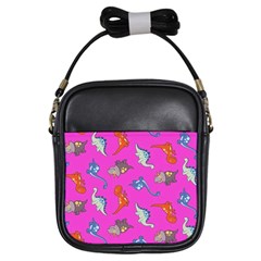 Dinosaurs - Fuchsia Girls Sling Bag by WensdaiAmbrose