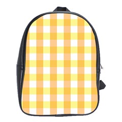 Gingham Duo Orange On Yellow School Bag (xl) by retrotoomoderndesigns