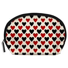 Red & Black Hearts - Eggshell Accessory Pouch (large) by WensdaiAmbrose