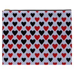Red & White Hearts- Lilac Blue Cosmetic Bag (xxxl) by WensdaiAmbrose