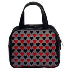 Red & Black Hearts - Grey Classic Handbag (two Sides) by WensdaiAmbrose