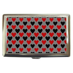 Red & Black Hearts - Grey Cigarette Money Case by WensdaiAmbrose