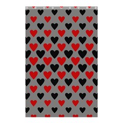 Red & Black Hearts - Grey Shower Curtain 48  X 72  (small)  by WensdaiAmbrose