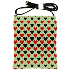 Red & Black Hearts - Olive Shoulder Sling Bag by WensdaiAmbrose