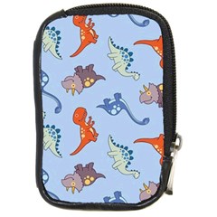 Dinosaurs - Baby Blue Compact Camera Leather Case by WensdaiAmbrose