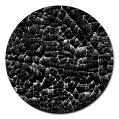 Black And White Grunge Cracked Abstract Print Magnet 5  (round) by dflcprintsclothing