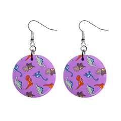 Dinosaurs - Violet Mini Button Earrings by WensdaiAmbrose