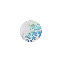 Flowers Background Leaf Leaves Blue 1  Mini Buttons