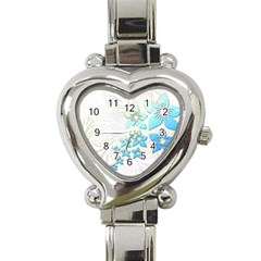 Flowers Background Leaf Leaves Blue Heart Italian Charm Watch by Mariart