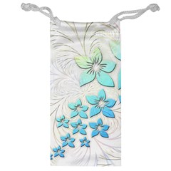 Flowers Background Leaf Leaves Blue Jewelry Bag