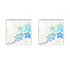 Flowers Background Leaf Leaves Blue Cufflinks (square)