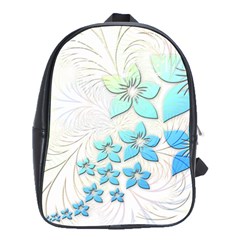 Flowers Background Leaf Leaves Blue School Bag (large)