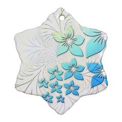 Flowers Background Leaf Leaves Blue Snowflake Ornament (two Sides)