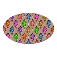 Abstract Background Colorful Leaves Oval Magnet