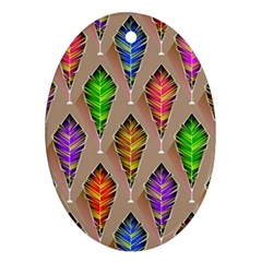 Abstract Background Colorful Leaves Oval Ornament (two Sides) by Alisyart