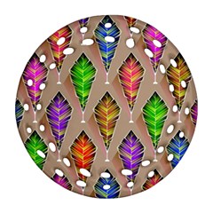 Abstract Background Colorful Leaves Ornament (round Filigree) by Alisyart