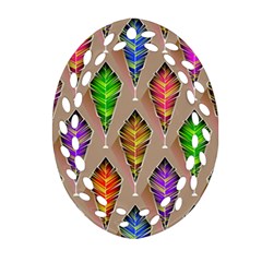 Abstract Background Colorful Leaves Ornament (oval Filigree)