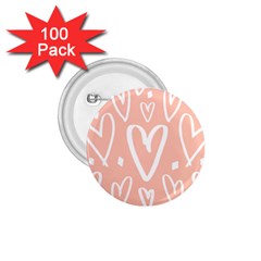 Coral Pattren With White Hearts 1 75  Buttons (100 Pack)  by alllovelyideas