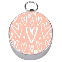 Coral Pattren With White Hearts Silver Compasses by alllovelyideas