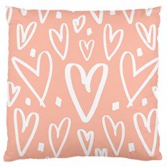 Coral Pattren With White Hearts Large Flano Cushion Case (two Sides) by alllovelyideas