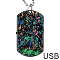 Tree Forest Abstract Forrest Dog Tag Usb Flash (two Sides) by Pakrebo