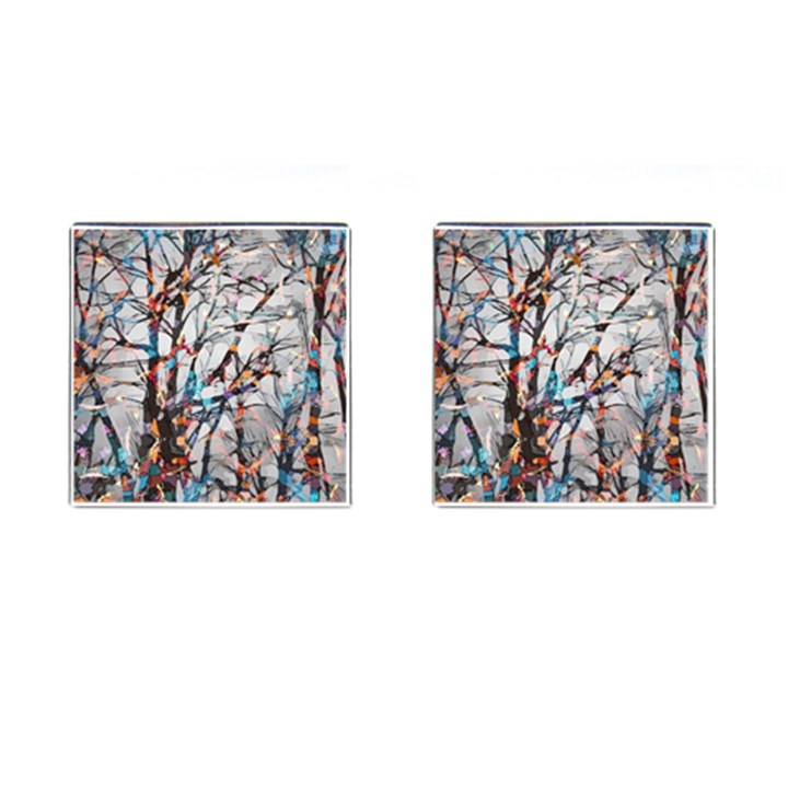 Forest Abstract Artwork Colorful Cufflinks (Square)