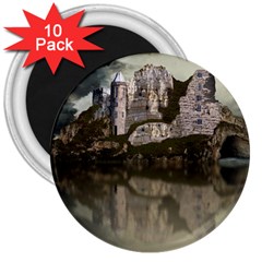 Sea Fortress Lake Reflection Sky 3  Magnets (10 Pack)  by Pakrebo