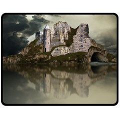 Sea Fortress Lake Reflection Sky Double Sided Fleece Blanket (medium)  by Pakrebo