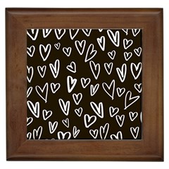 White Hearts - Black Background Framed Tiles by alllovelyideas