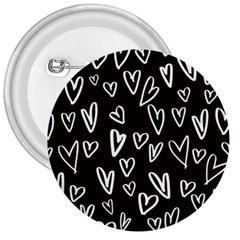 White Hearts - Black Background 3  Buttons by alllovelyideas