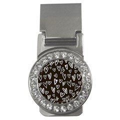 White Hearts - Black Background Money Clips (cz)  by alllovelyideas