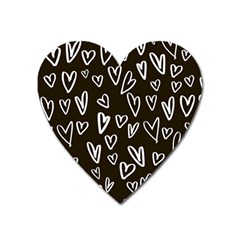 White Hearts - Black Background Heart Magnet by alllovelyideas