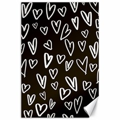 White Hearts - Black Background Canvas 24  X 36  by alllovelyideas