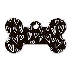 White Hearts - Black Background Dog Tag Bone (one Side) by alllovelyideas