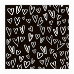 white hearts - black background Medium Glasses Cloth Front