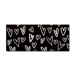 White Hearts - Black Background Hand Towel by alllovelyideas