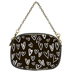 White Hearts - Black Background Chain Purse (two Sides) by alllovelyideas
