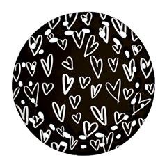 White Hearts - Black Background Ornament (round Filigree) by alllovelyideas