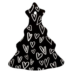 White Hearts - Black Background Christmas Tree Ornament (two Sides)