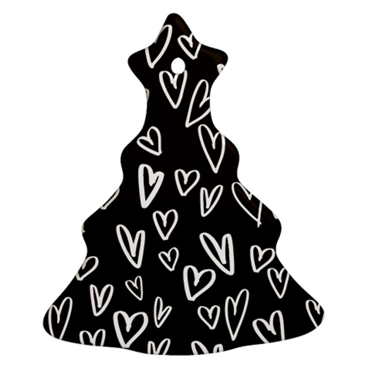 white hearts - black background Christmas Tree Ornament (Two Sides)