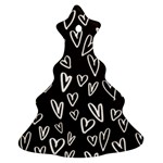 white hearts - black background Christmas Tree Ornament (Two Sides) Back