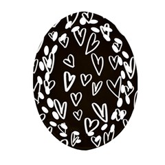 White Hearts - Black Background Ornament (oval Filigree) by alllovelyideas