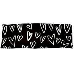 White Hearts - Black Background Body Pillow Case (dakimakura) by alllovelyideas