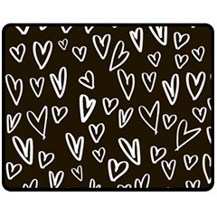 White Hearts - Black Background Double Sided Fleece Blanket (medium)  by alllovelyideas